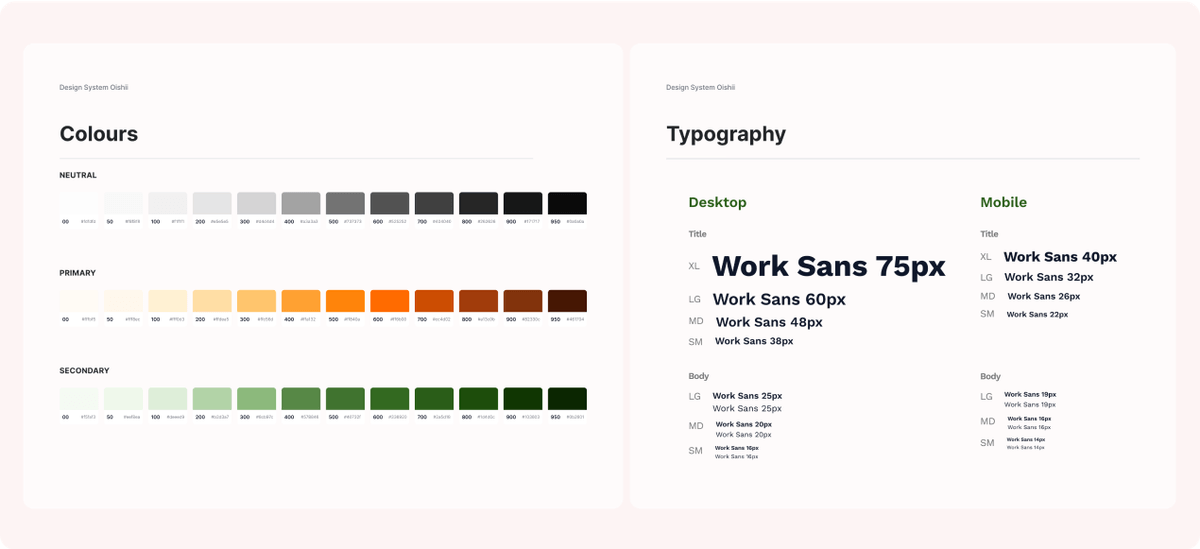 oishii typography and colors
